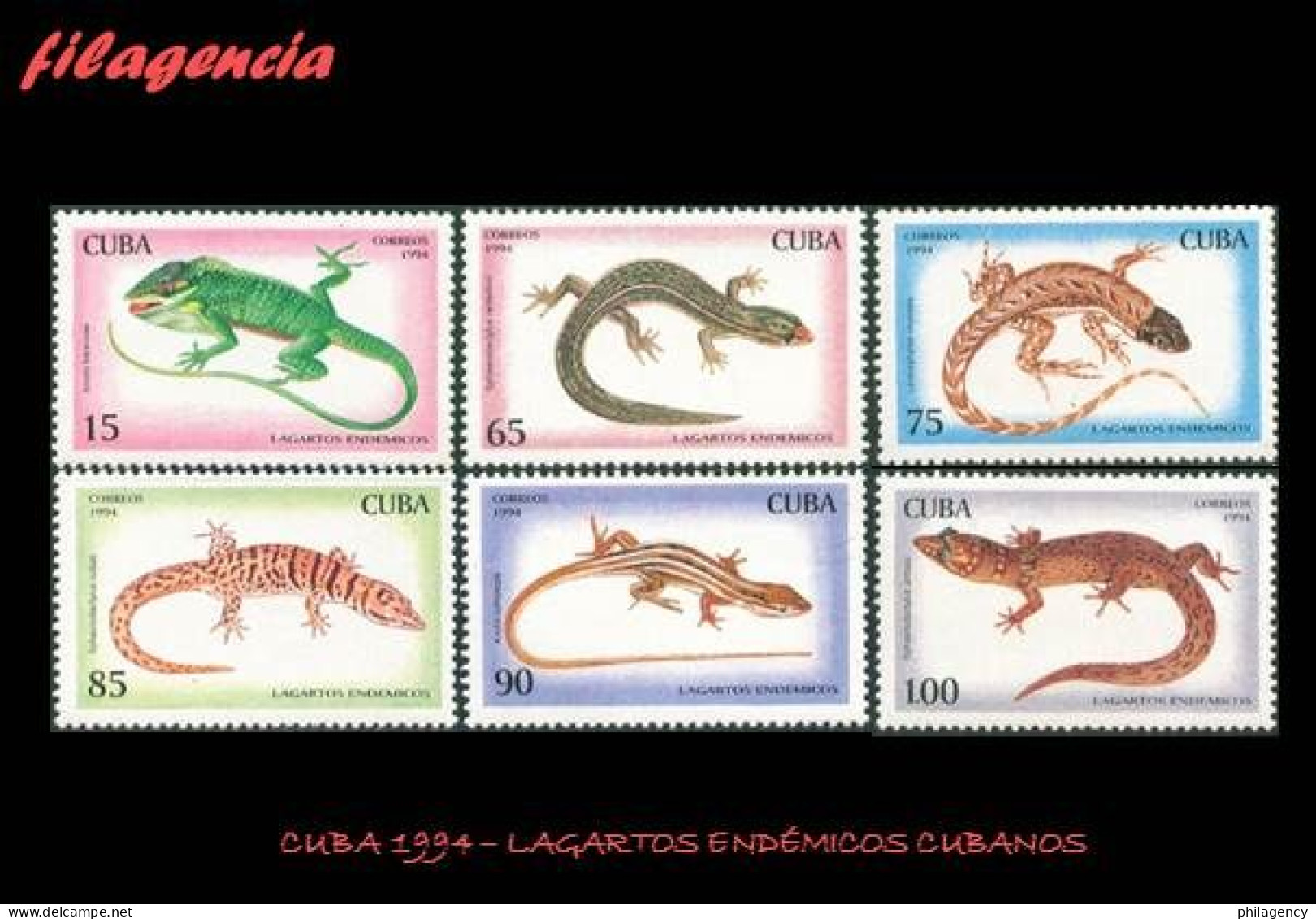 CUBA MINT. 1994-18 FAUNA. LAGARTOS ENDÉMICOS - Unused Stamps