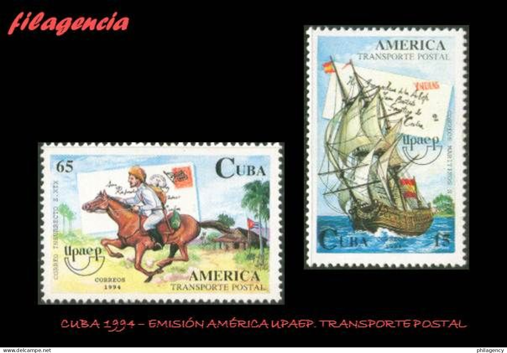 CUBA MINT. 1994-19 EMISIÓN AMÉRICA UPAEP. TRANSPORTES POSTALES - Unused Stamps