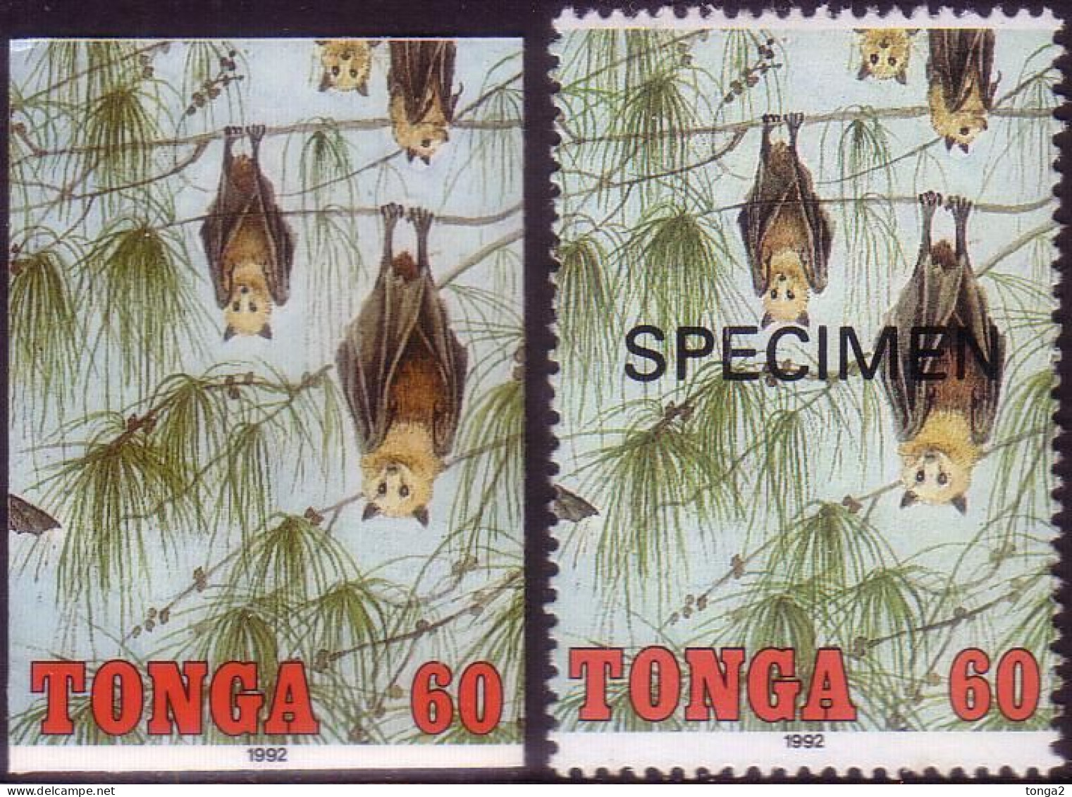 Tonga 1992 Cromalin Proof  + Specimen - Bat - 4 Exist - More Details In Description - Bats