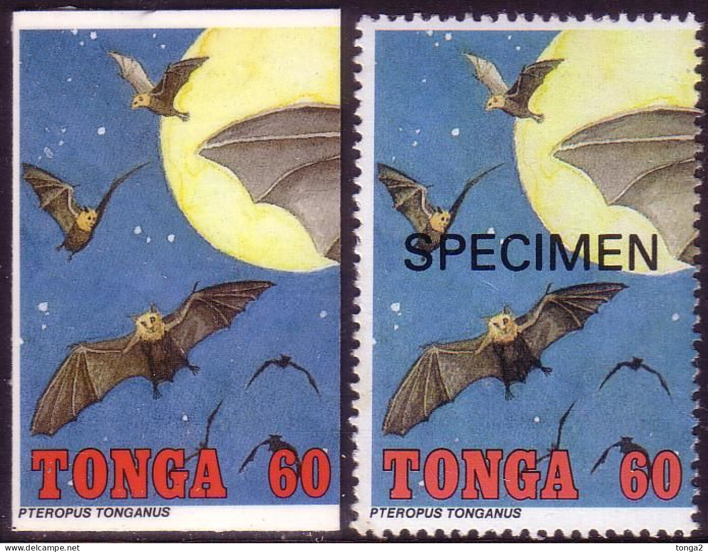 Tonga 1992 Cromalin Proof  + Specimen - Bat - 4 Exist - More Details In Description - Fledermäuse