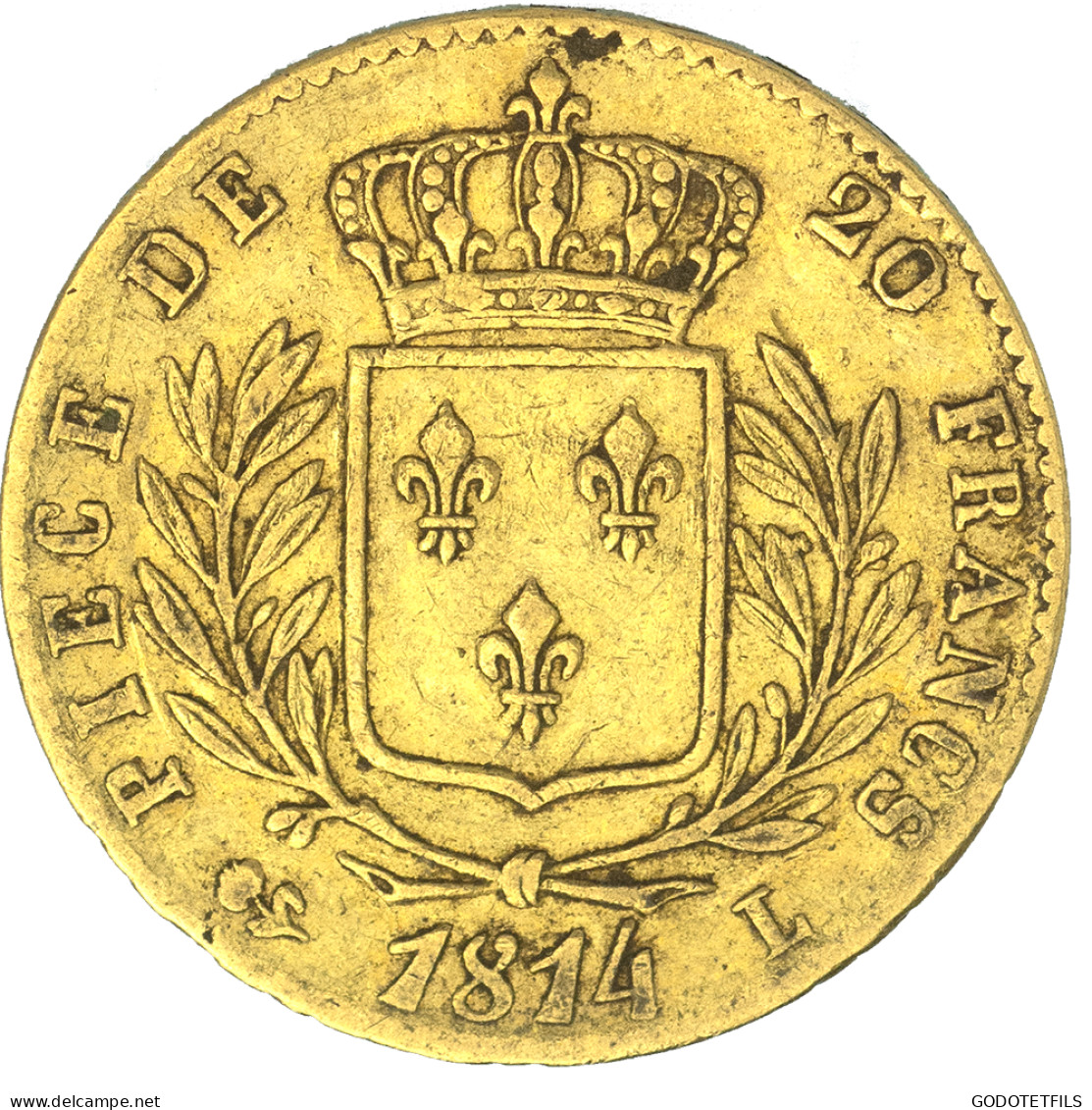 Louis XVIII-20 Francs 1814 Bayonne - 20 Francs (gold)