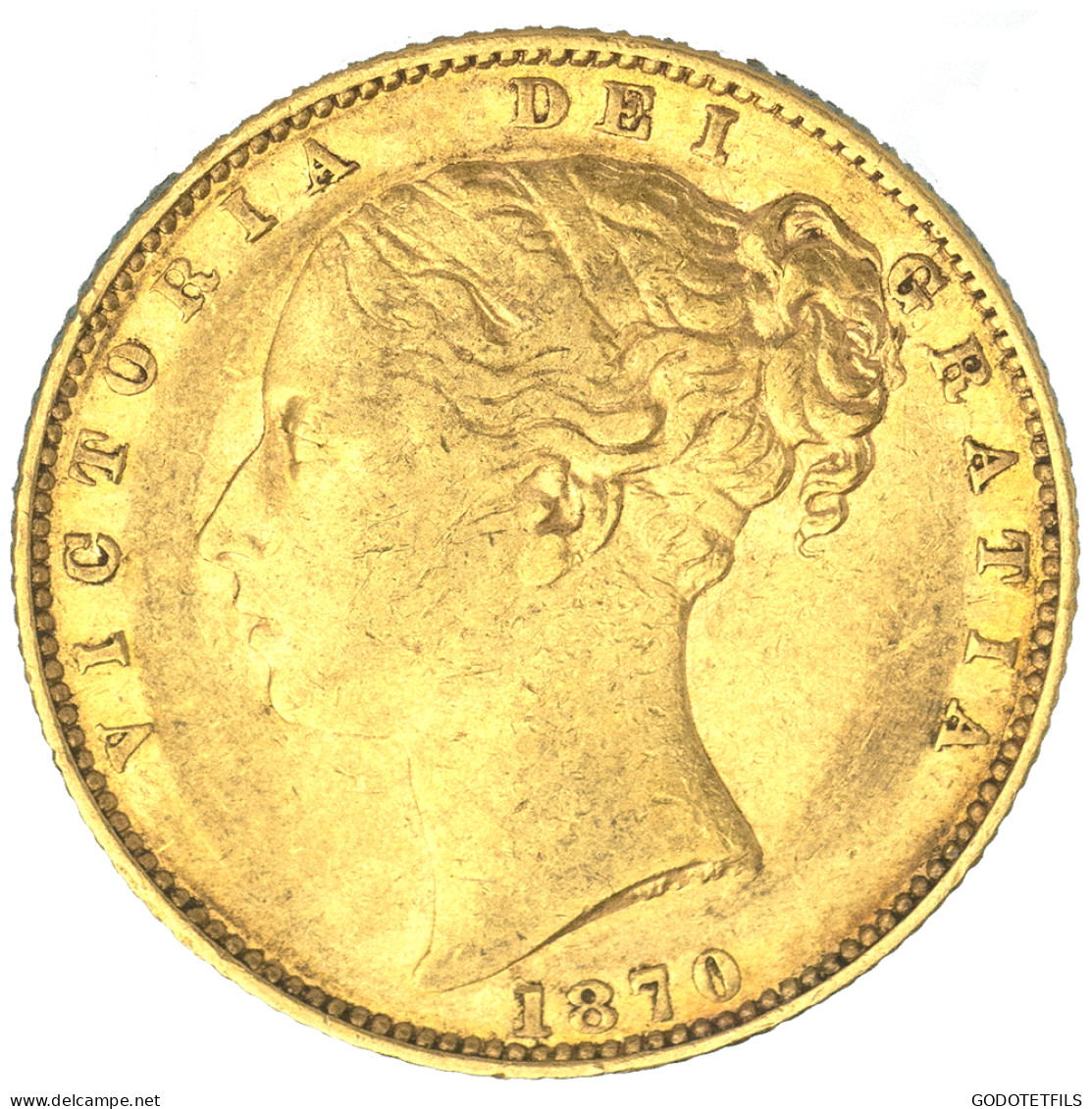 Royaume-Uni-Souverain Victoria  1870 Londres - 1 Sovereign