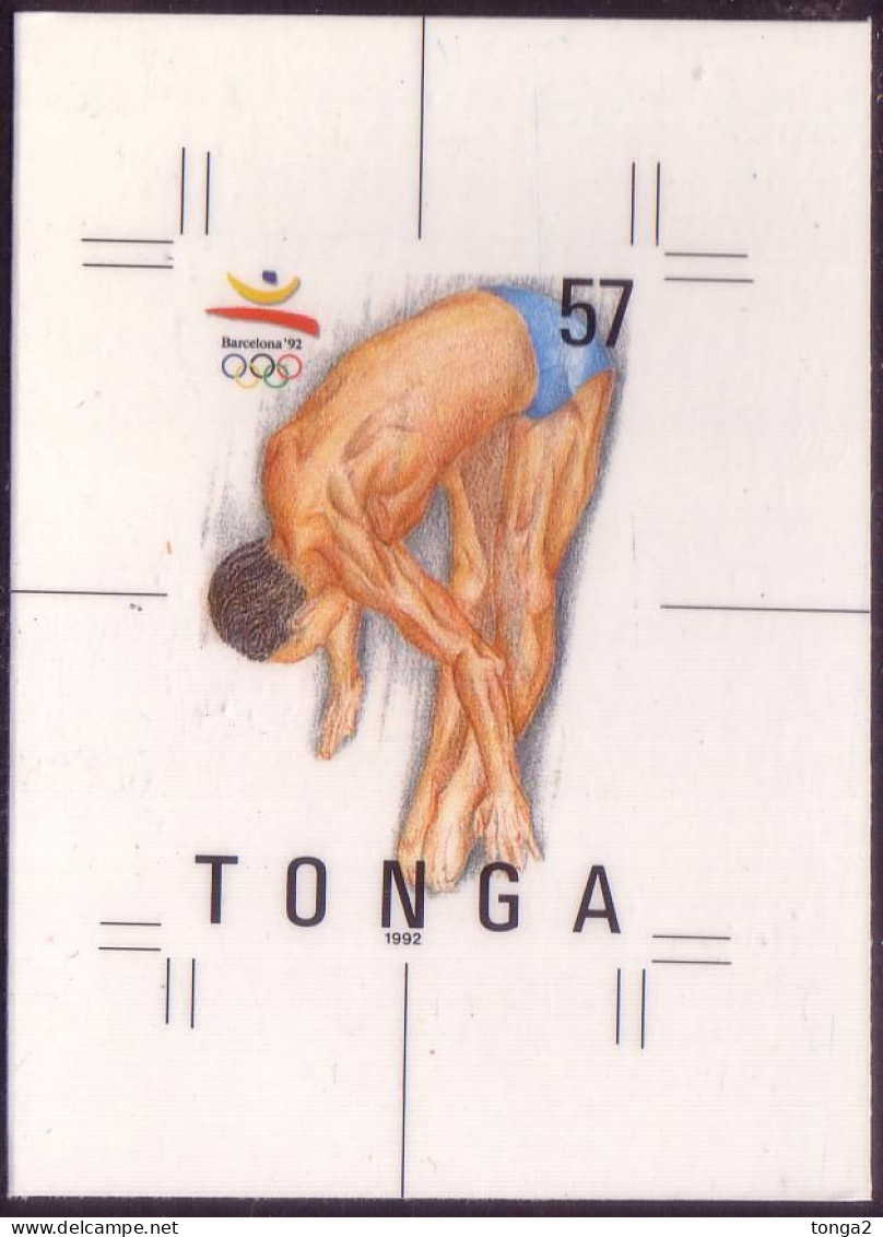 Tonga 1992 Cromalin Proof  - Olympic Games Diving - 4 Exist - More Details In Description - Tonga (1970-...)