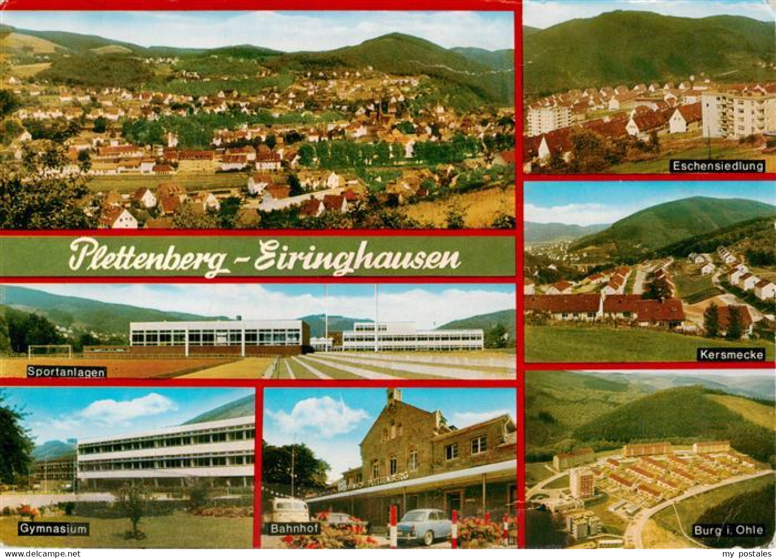 73917131 Plettenberg Fliegeraufnahme Eschensiedlung Sportanlagen Kersmecke Gymna - Plettenberg