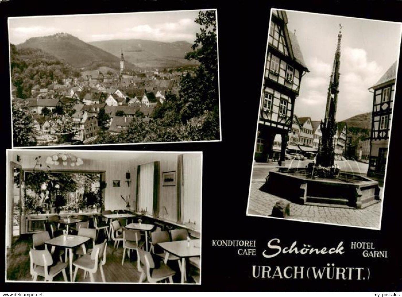 73876746 Urach Bad Konditorei Cafe Schoeneck Panorama Brunnen Urach Bad - Bad Urach