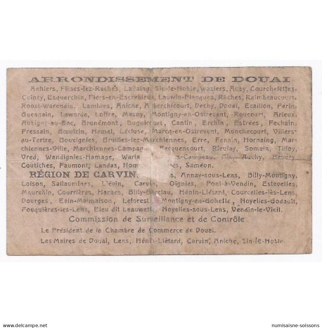 59 - DOUAI - CARVIN - BONS COMMUNAUX - 25 CENTIMES - 21/9/1914 22/5/1916 - TTB - Zonder Classificatie