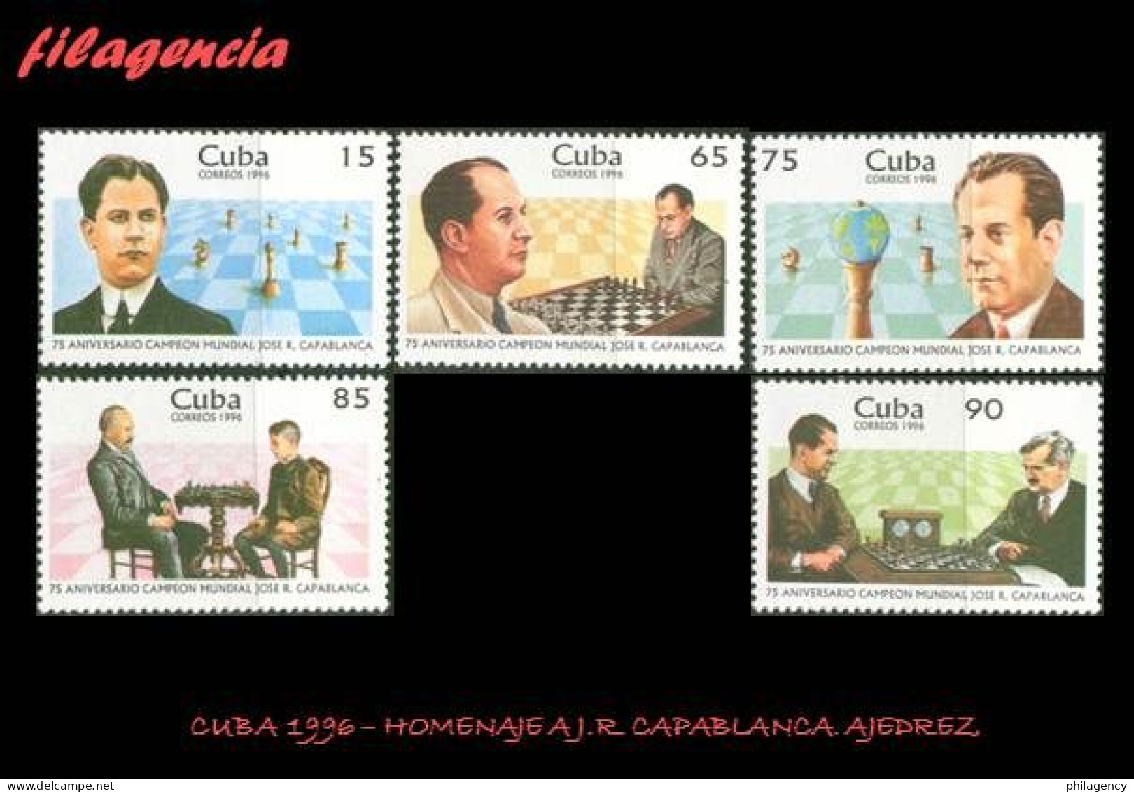 CUBA MINT. 1996-19 HOMENAJE A JOSÉ RAÚL CAPABLANCA. CAMPEÓN MUNDIAL DE AJEDREZ - Nuevos