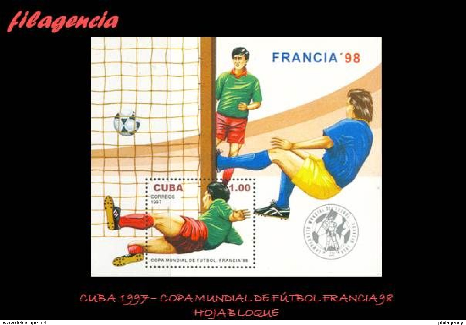 CUBA MINT. 1997-06 COPA MUNDIAL DE FÚTBOL FRANCIA 98. HOJA BLOQUE - Unused Stamps