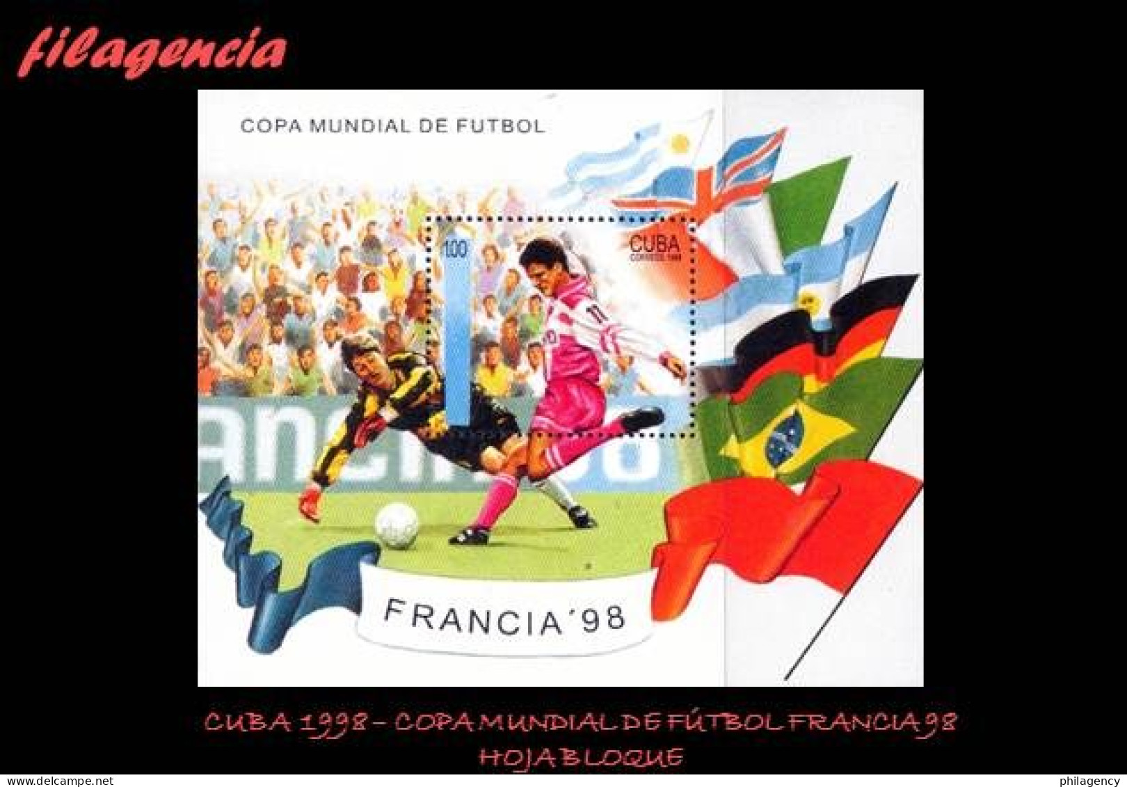 CUBA MINT. 1998-03 COPA MUNDIAL DE FÚTBOL FRANCIA 98. HOJA BLOQUE - Unused Stamps