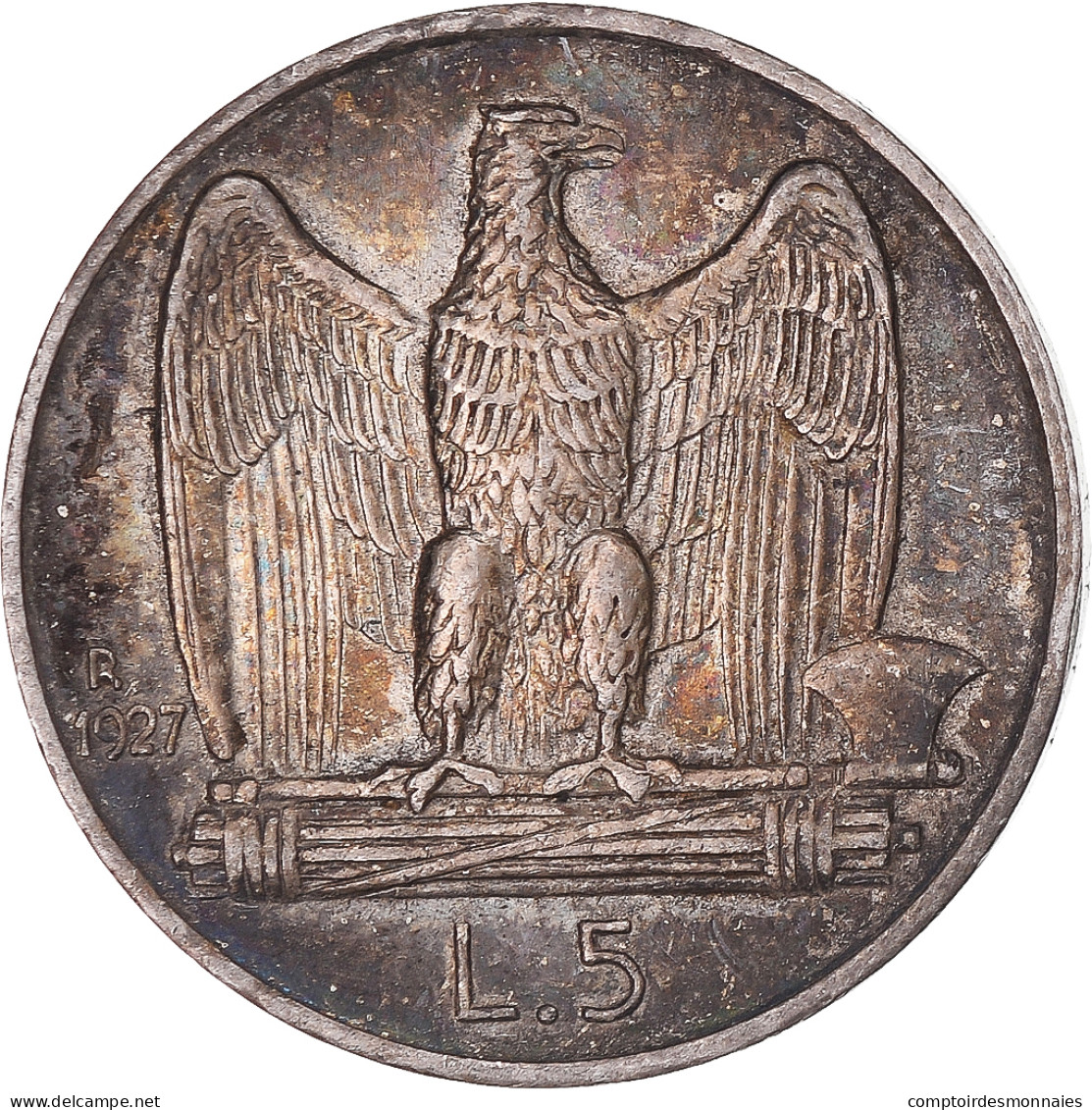 Monnaie, Italie, Vittorio Emanuele III, 5 Lire, 1927, Rome, TTB+, Argent - 1900-1946 : Victor Emmanuel III & Umberto II