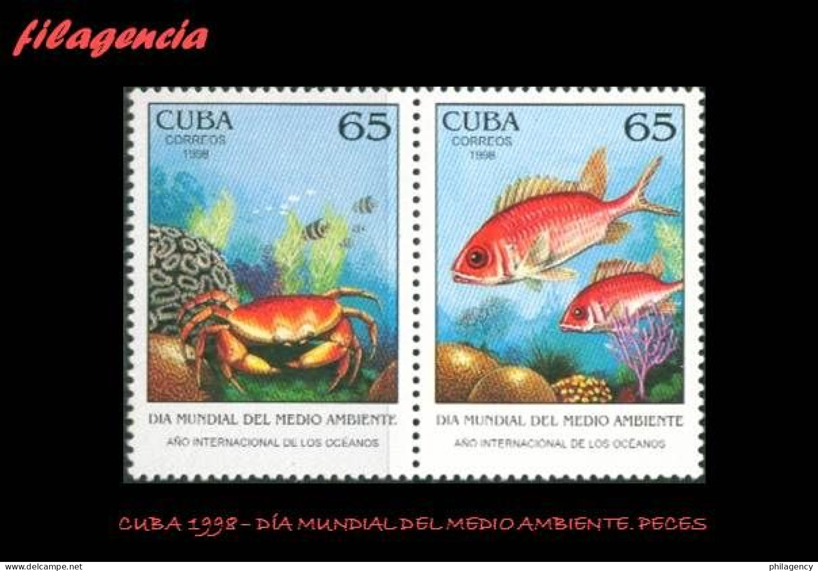 CUBA MINT. 1998-16 DÍA MUNDIAL DEL MEDIO AMBIENTE. AÑO MUNDIAL DE LOS OCÉANOS. PECES - Unused Stamps