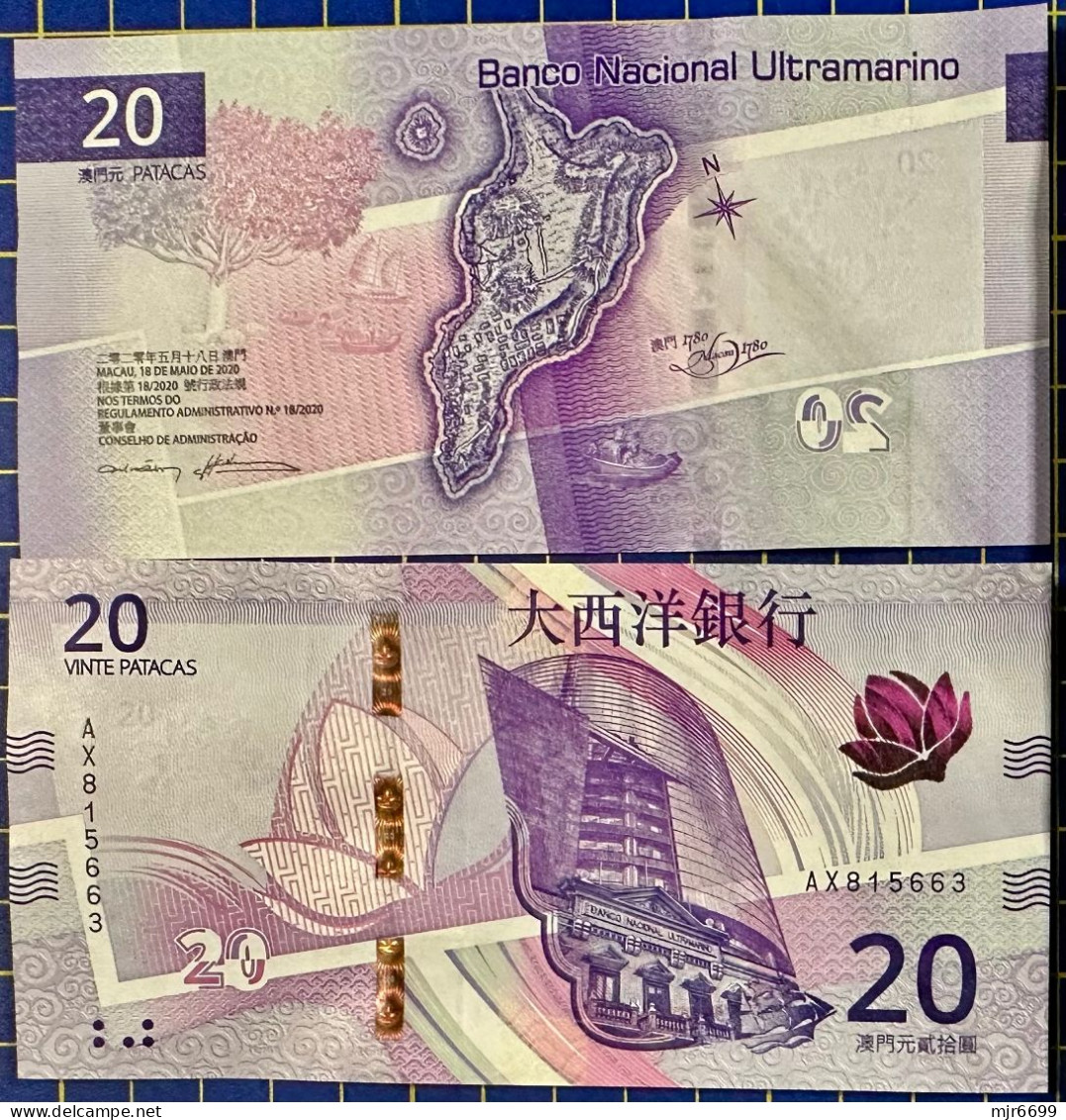 MACAU, MACAO - 2020 BANCO NACIONAL ULTRAMARINO 20 PATACAS UNC, RANDOM NUMBERS - Macao