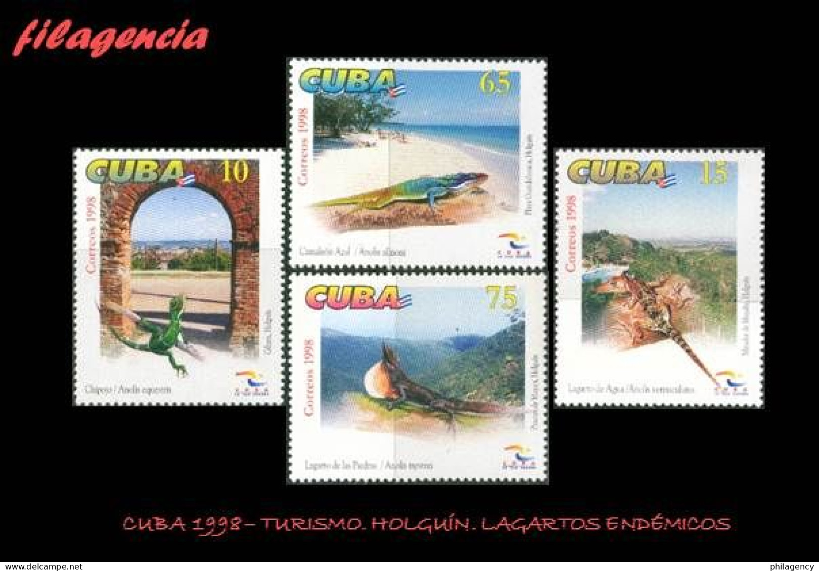 CUBA MINT. 1998-25 TURISMO. HOLGUÍN. LAGARTOS ENDÉMICOS. FAUNA - Unused Stamps