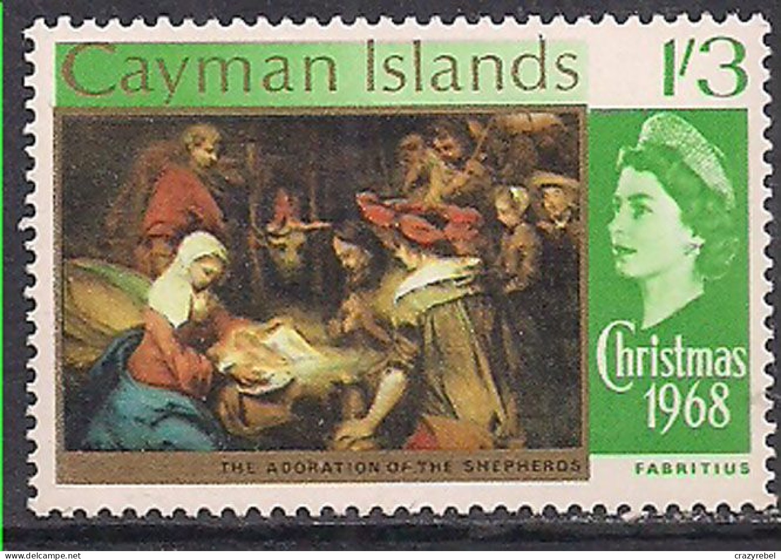 Cayman Islands 1968 QE2 1/3 Christmas MLH SG 220 ( L106 ) - Cayman Islands