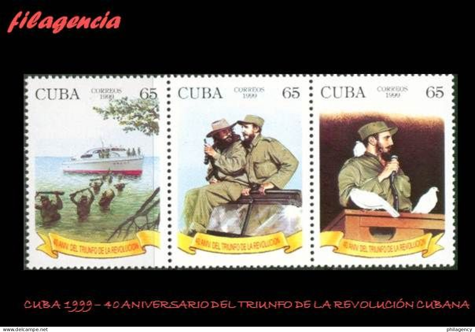 CUBA MINT. 1999-01 40 ANIVERSARIO DEL TRIUNFO DE LA REVOLUCIÓN CUBANA. SET-TENANT - Unused Stamps