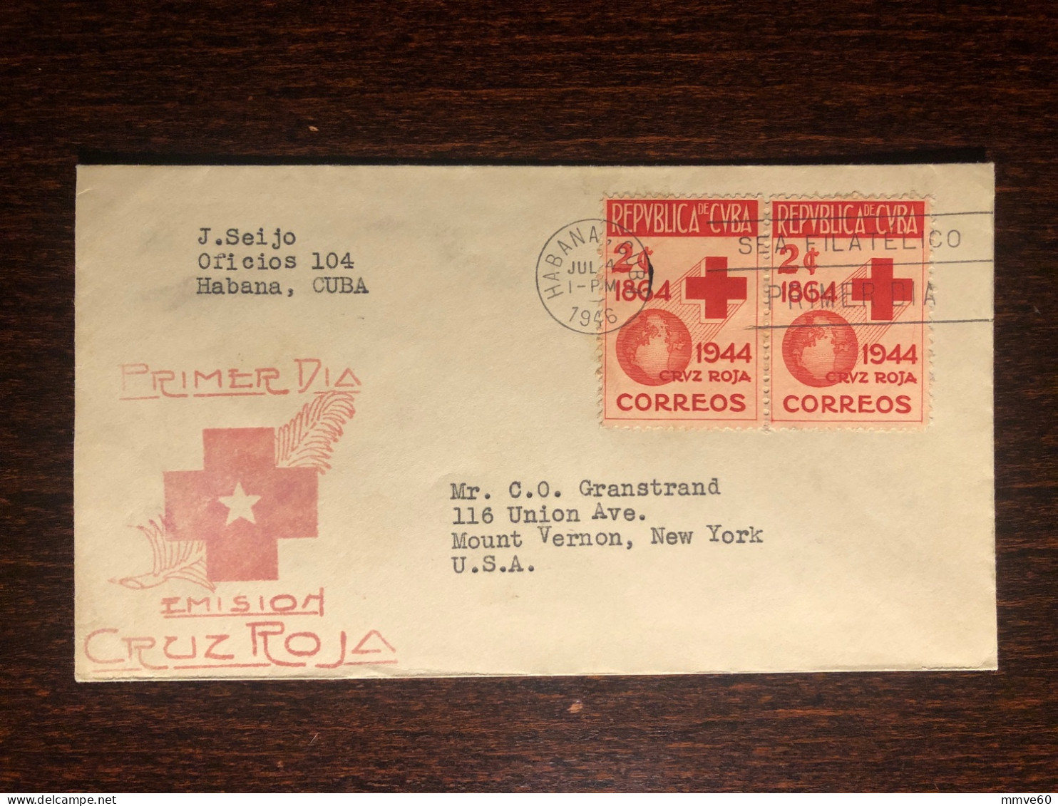 CUBA FDC COVER 1946 YEAR RED CROSS HEALTH MEDICINE STAMPS - Brieven En Documenten