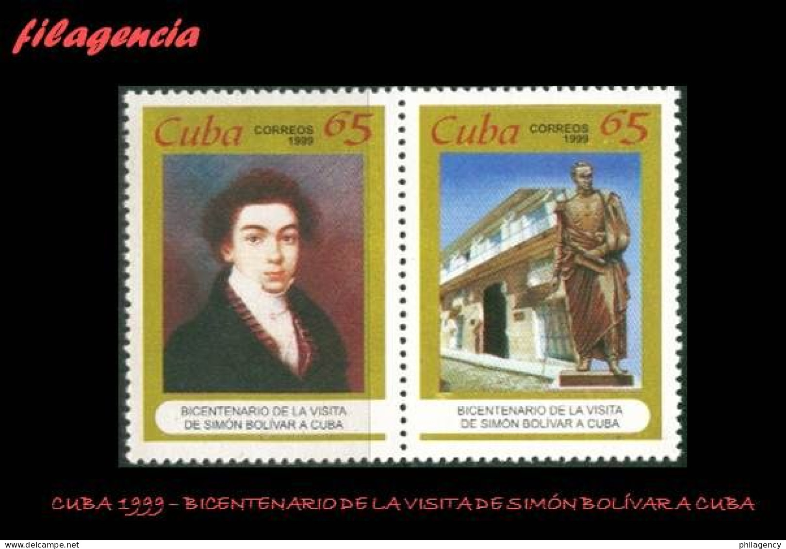 CUBA MINT. 1999-08 BICENTENARIO DE LA VISITA DE SIMÓN BOLÍVAR A CUBA. SET-TENANT - Unused Stamps
