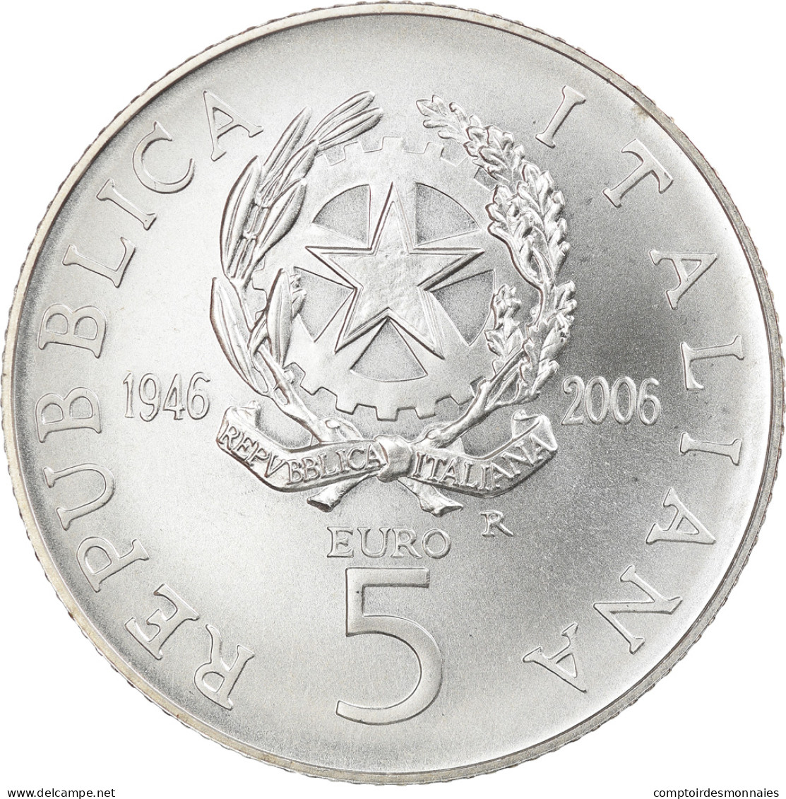 Italie, 5 Euro, 60ème Anniversaire De La République Italienne, 2006, Rome - Italien