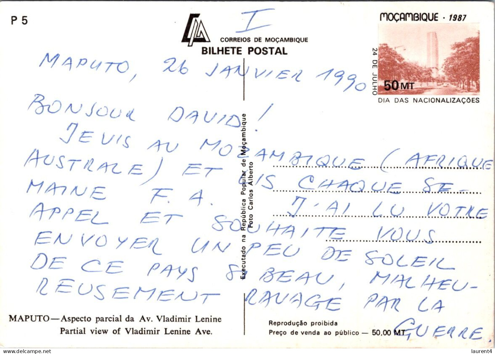 13-2-2024 (4 X 10) Mozambique (posted 1990) City Of Maputo - Mozambique