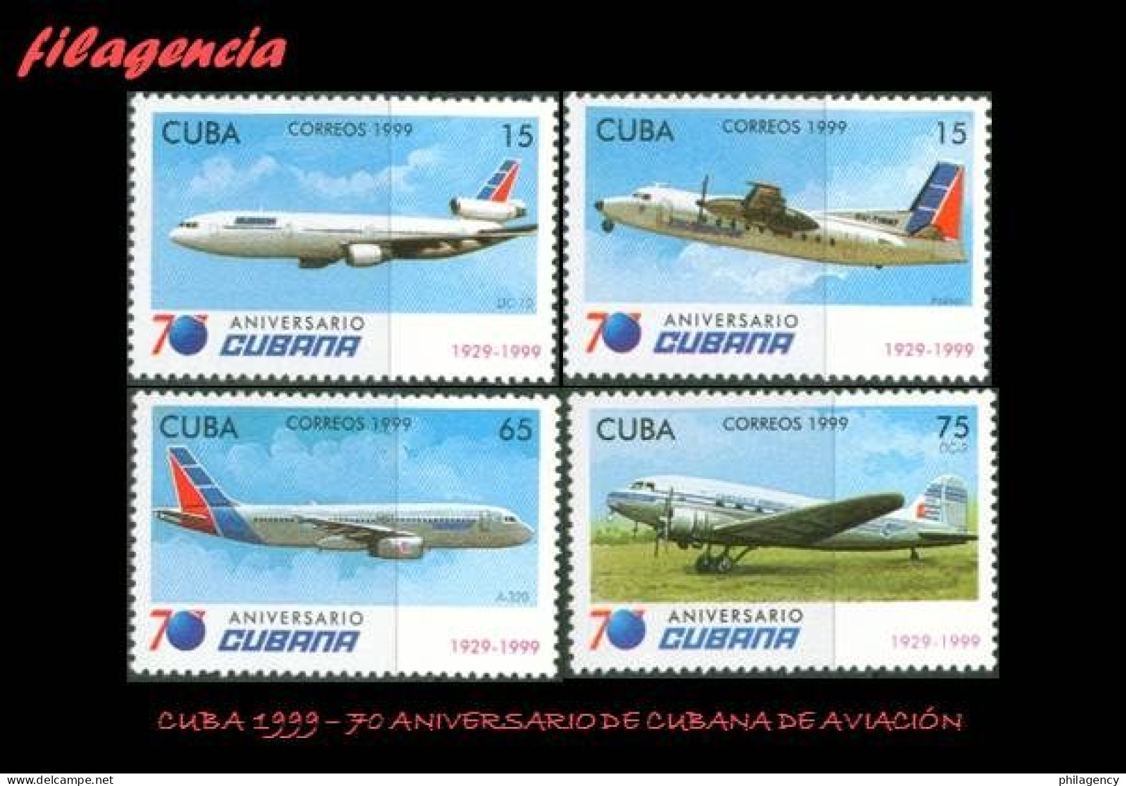 CUBA MINT. 1999-23 70 ANIVERSARIO DE CUBANA DE AVIACION - Unused Stamps