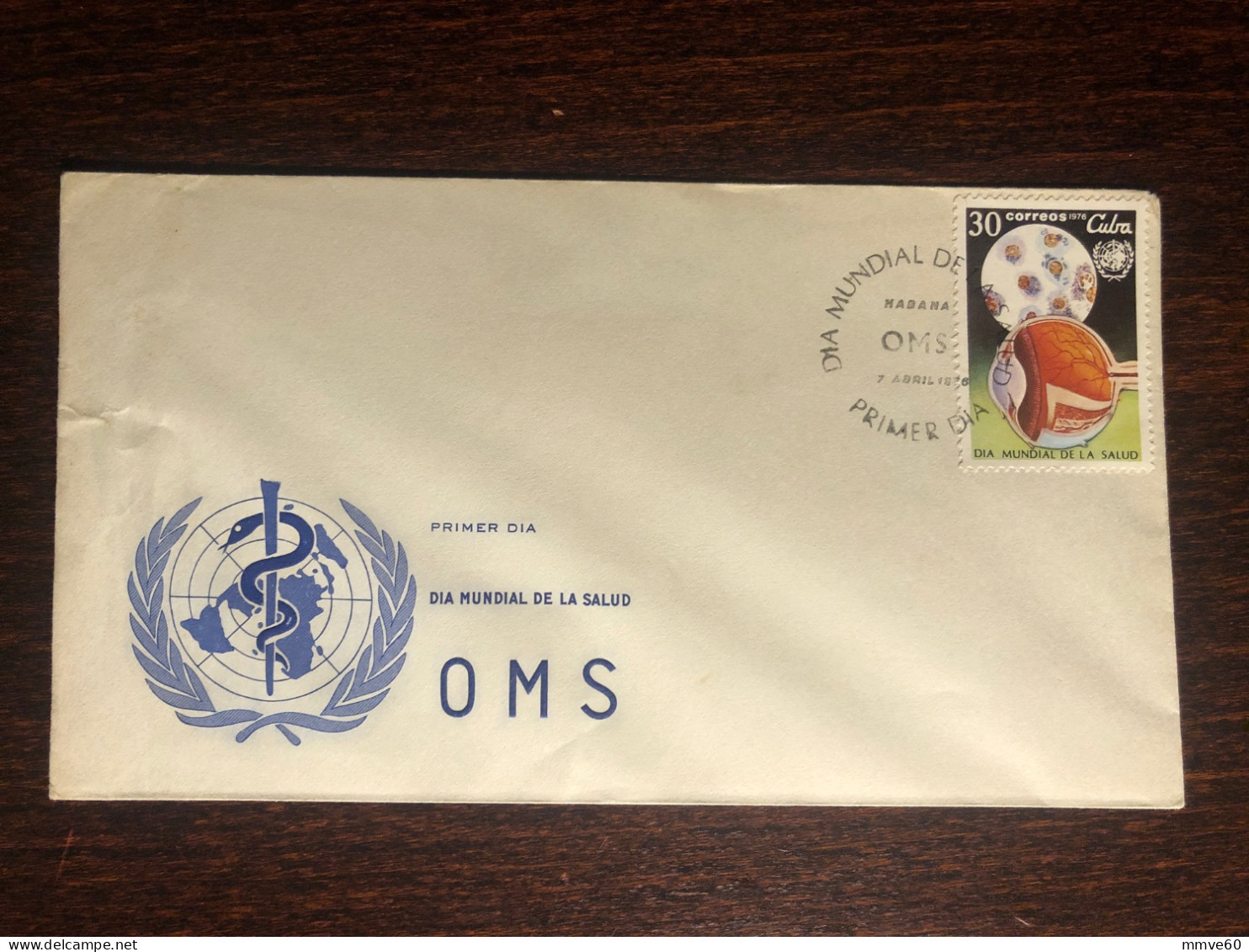 CUBA FDC COVER 1976 YEAR WHO OPHTHALMOLOGY HEALTH MEDICINE STAMP - Brieven En Documenten