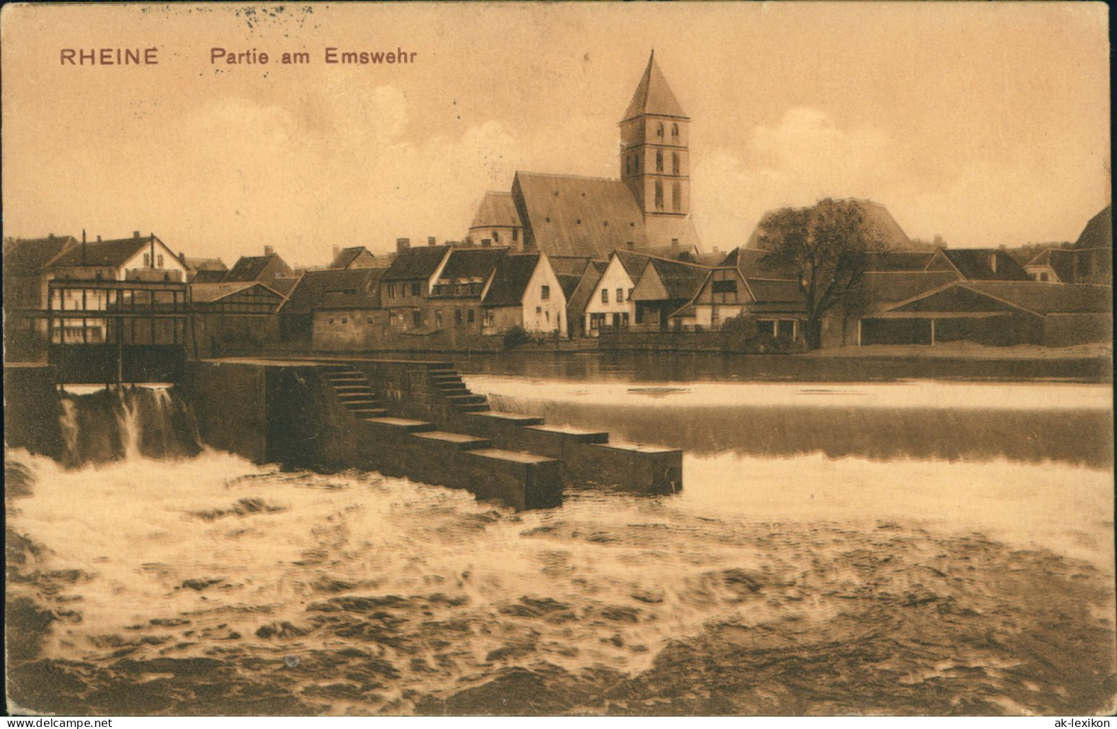 Ansichtskarte Rheine Westfalen Partie Am Emswehr 1915  Gel. Feldpoststempel P.K. - Rheine