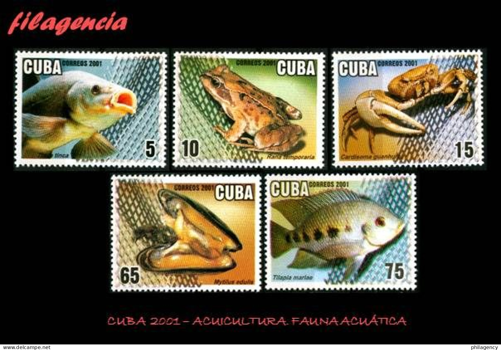 CUBA MINT. 2001-15 ACUICULTURA. FAUNA ACUÁTICA - Nuevos