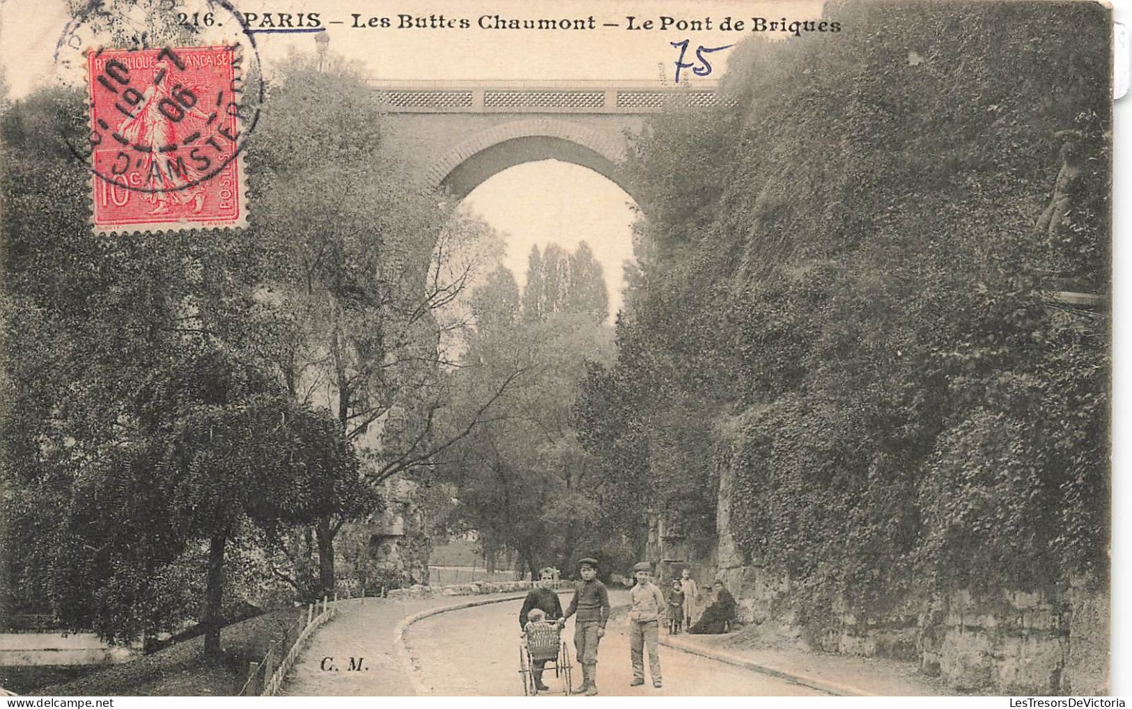 FRANCE - Paris - Vue Sur Les Buttes Chaumont - Le Pont De Briques - Carte Postale Ancienne - Brücken