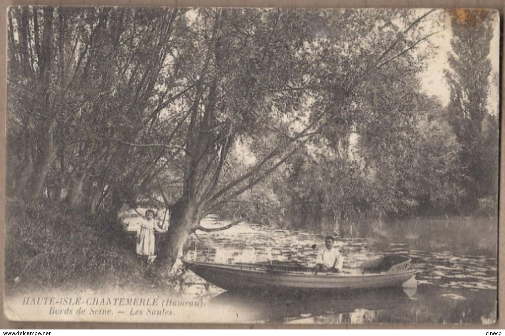 CPA 95 - HAUTE-ISLE CHANTEMERLE ( Hameau ) - Bords De Seine - Les Saules - TB Jolie ANIMATION Barque - Haute-Isle