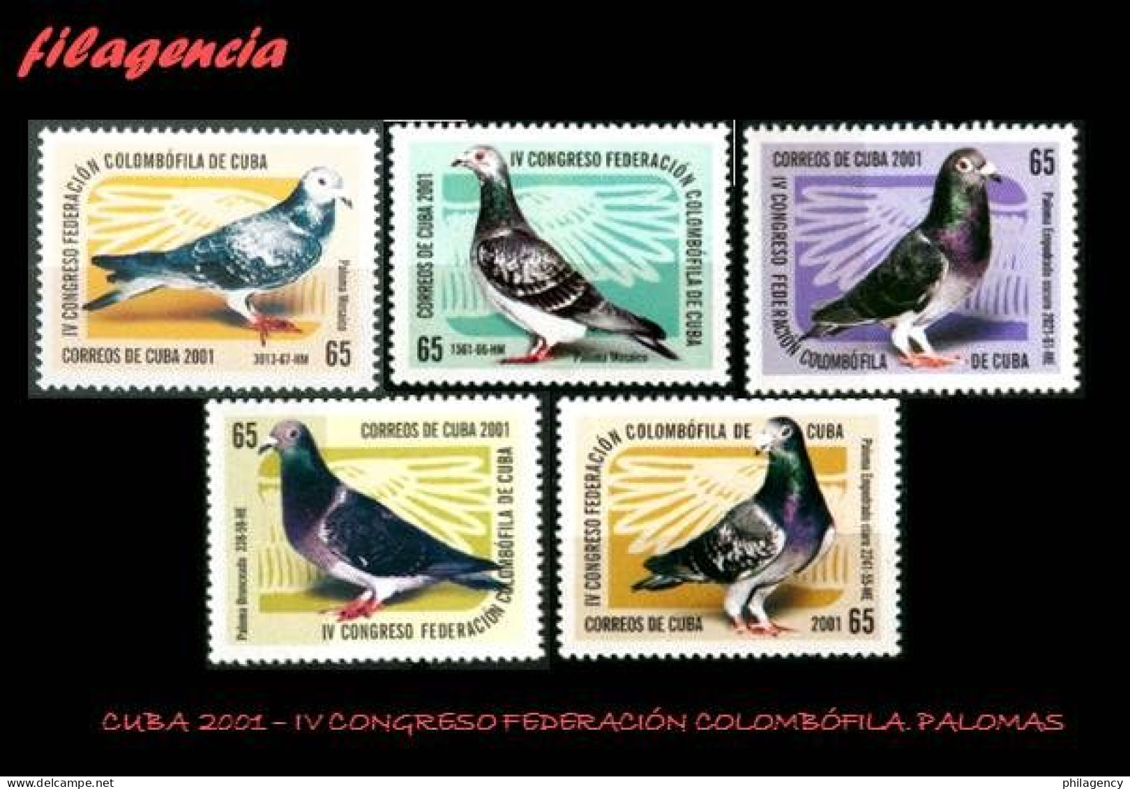 CUBA MINT. 2001-25 IV CONGRESO FEDERACIÓN COLOMBÓFILA DE CUBA. PALOMAS - Nuevos
