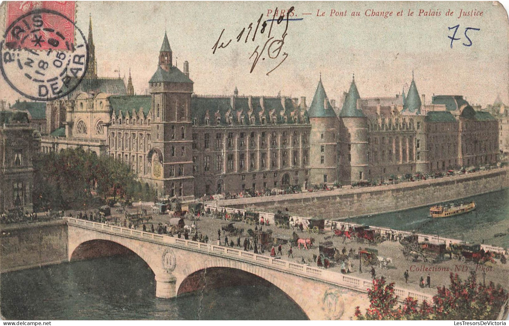 FRANCE - Paris - Vue Sur Le Pont Au Change Et Le Palais De Justice - Colorisé - Animé -  Carte Postale Ancienne - Other Monuments