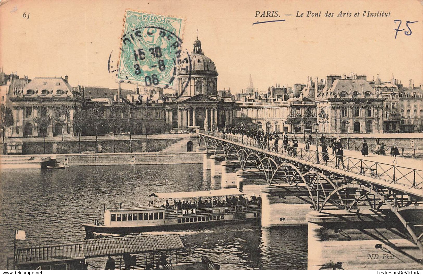 FRANCE - Paris - Vue Générale Du Pont Des Arts Et L'institut - Animé -  Carte Postale Ancienne - Andere Monumenten, Gebouwen