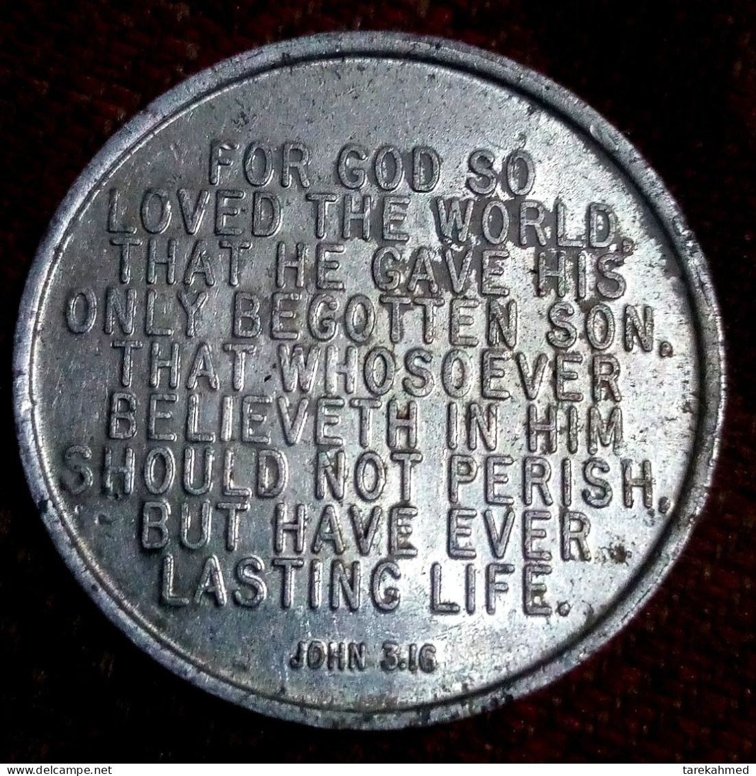 USA, Religious Token Of John 3:16, Aluminum, Agouz - Adel