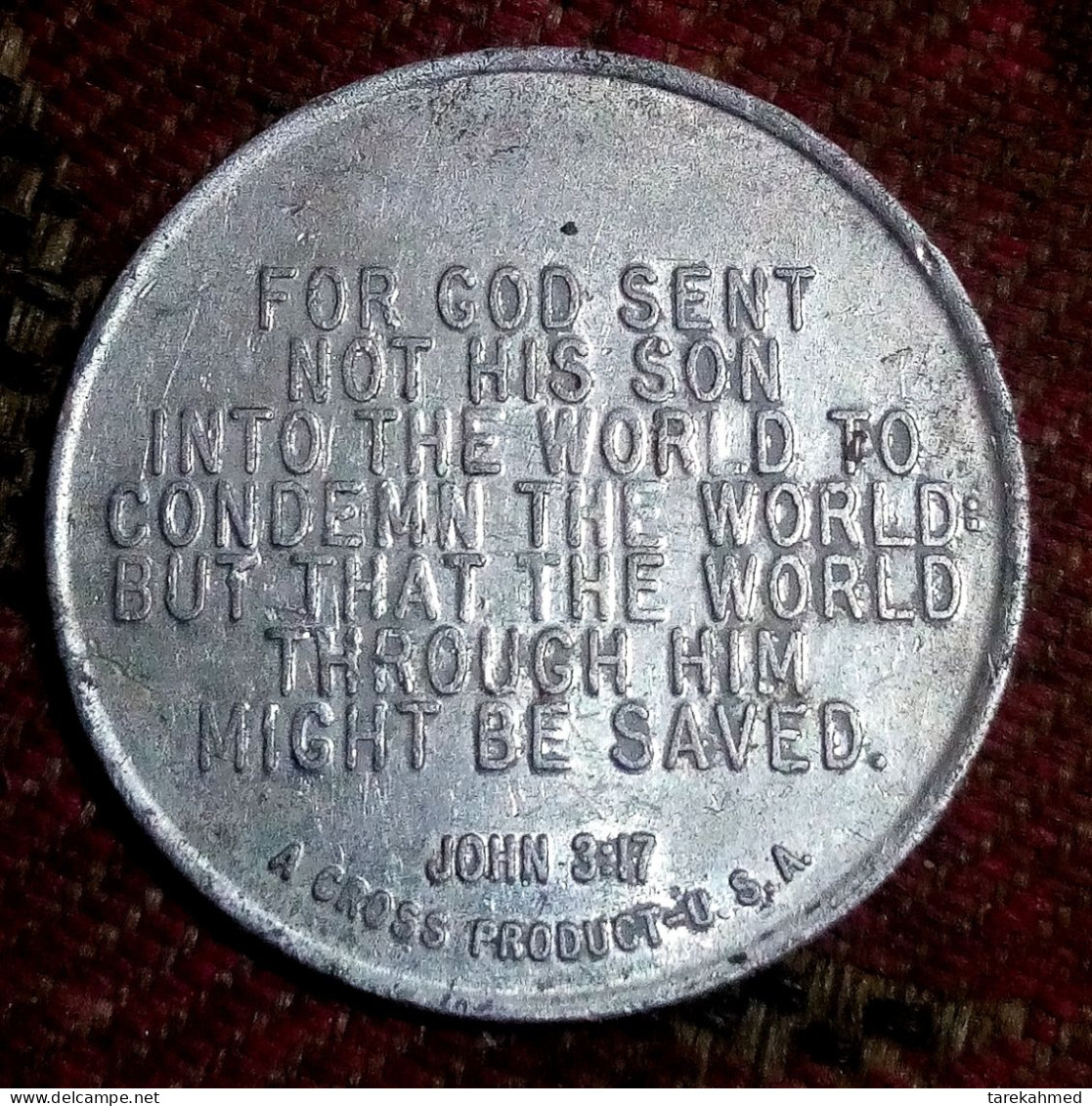 USA, Religious Token Of John 3:16, Aluminum, Agouz - Adel