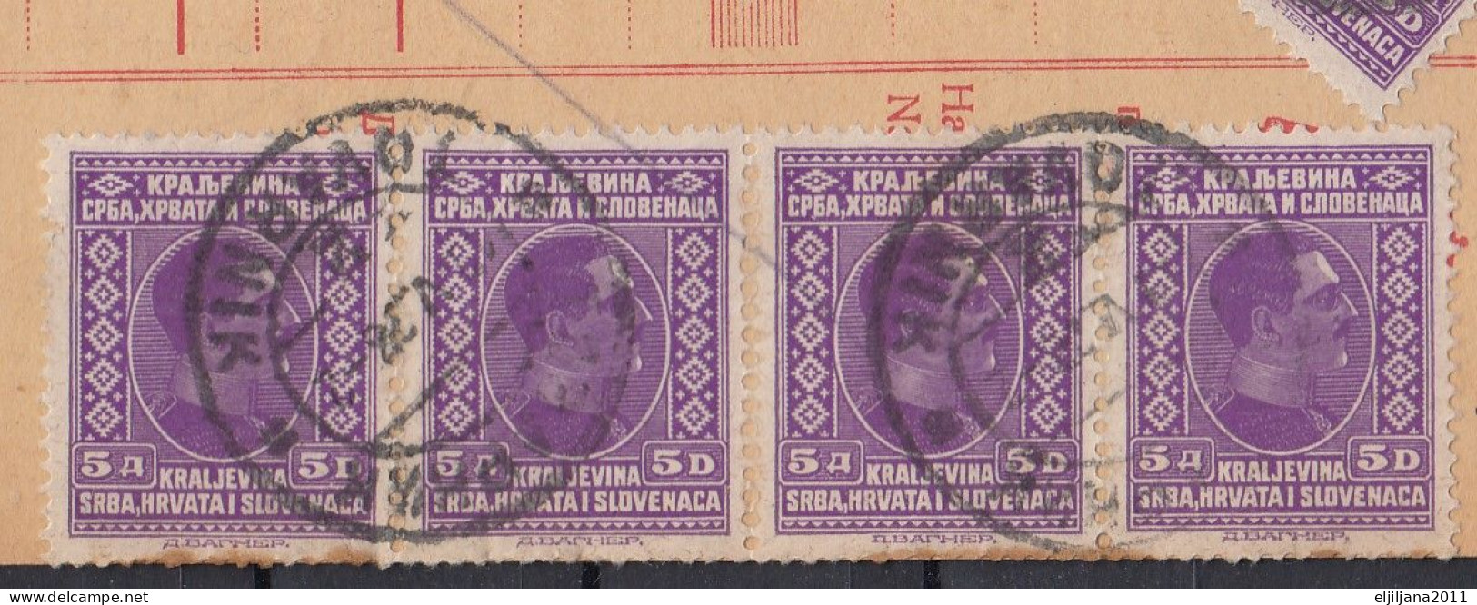 ⁕ Kingdom Of Yugoslavia 1928 ⁕ Parcel Post - Receipt ( Sprovodni List ) ⁕ TOVARNIK To Split - Storia Postale
