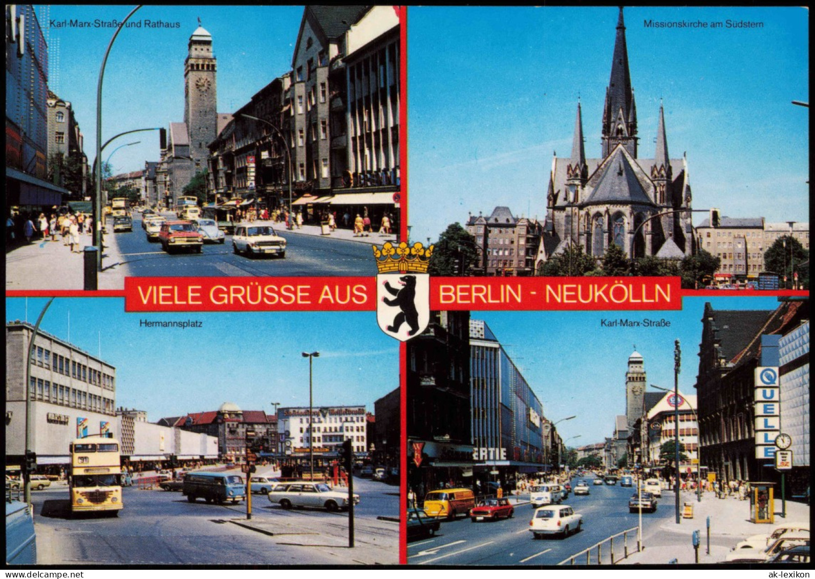 Neukölln-Berlin Rixdorf Mehrbildkarte Ortsansichten Berlin Neukölln 1980 - Neukoelln