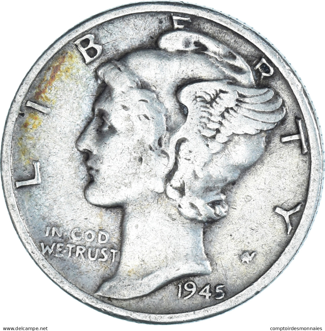 Monnaie, États-Unis, Mercury Dime, Dime, 1945, U.S. Mint, Philadelphie, TB+ - 1916-1945: Mercury