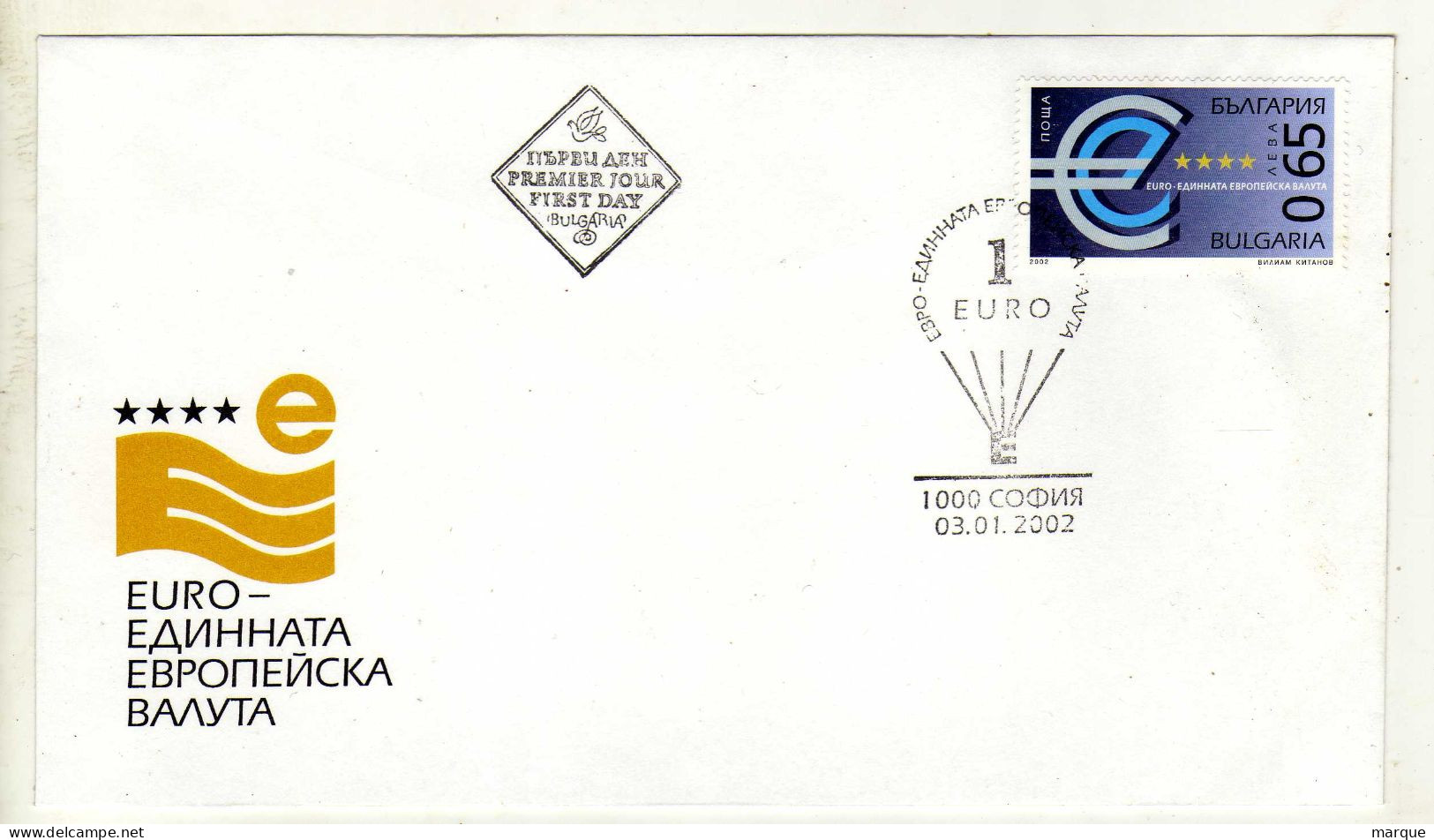 Enveloppe 1er Jour BULGARIE BULGARIA Oblitération 03/01/2002 - FDC