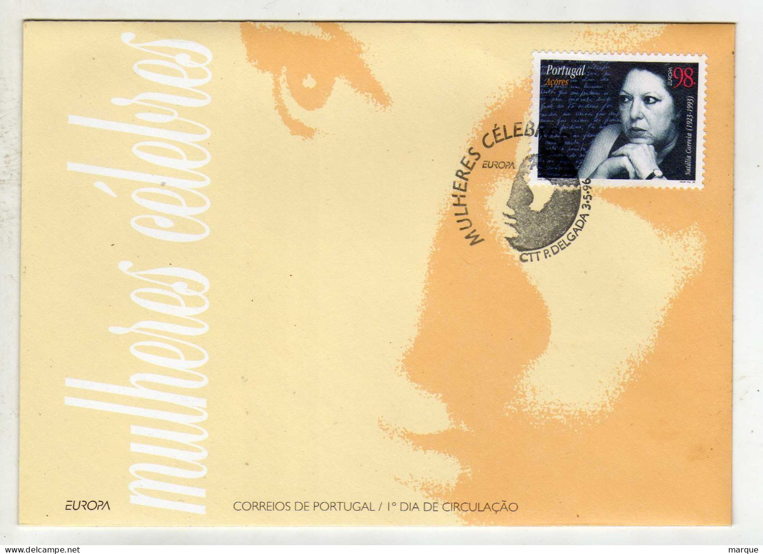 Enveloppe 1er Jour PORTUGAL Oblitération CTT P.DELGADA 03/05/1996 - FDC