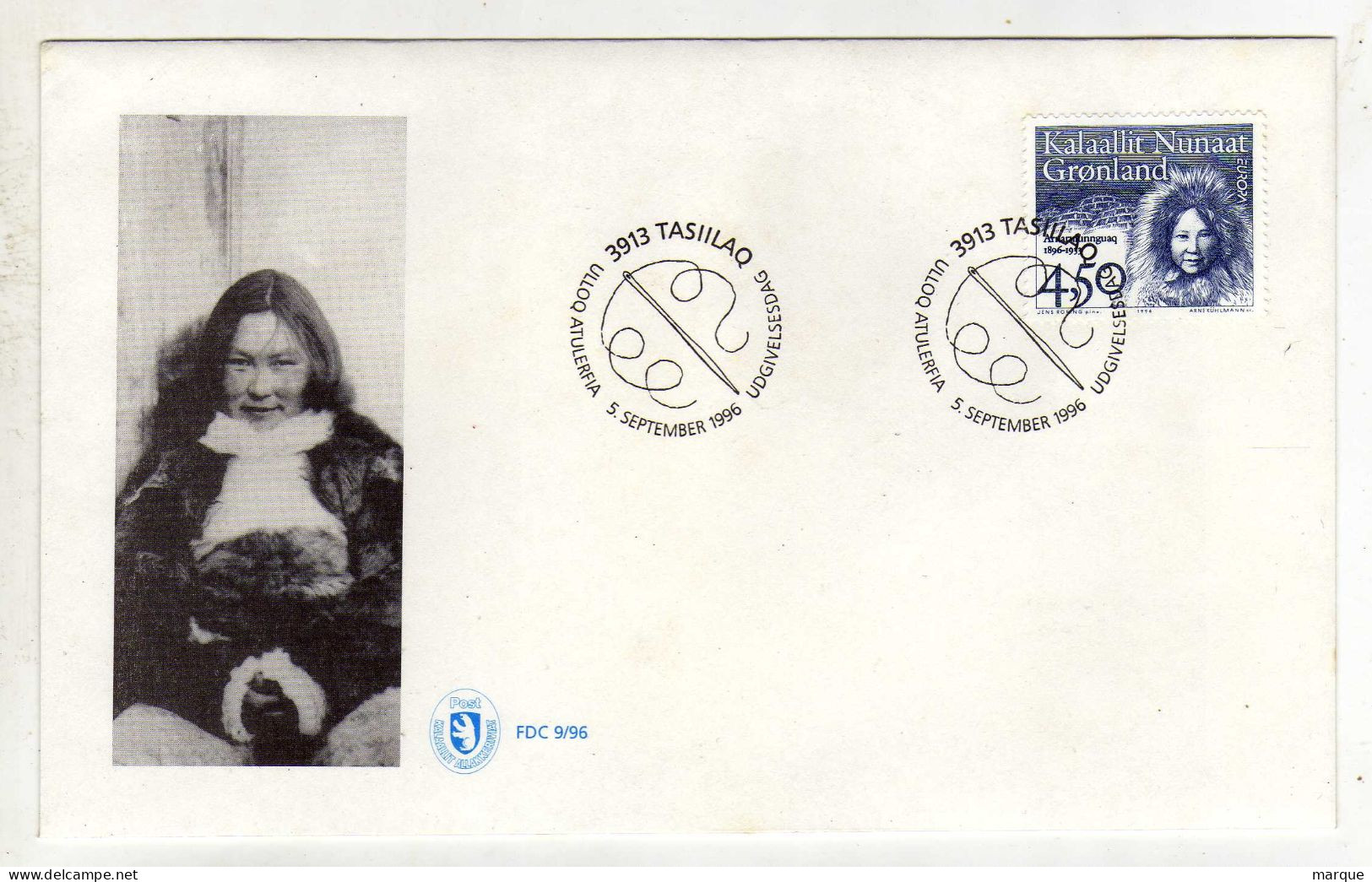 Enveloppe 1er Jour GROENLAND GRONLAND Oblitération TASIILAQ 05/09/1996 - FDC