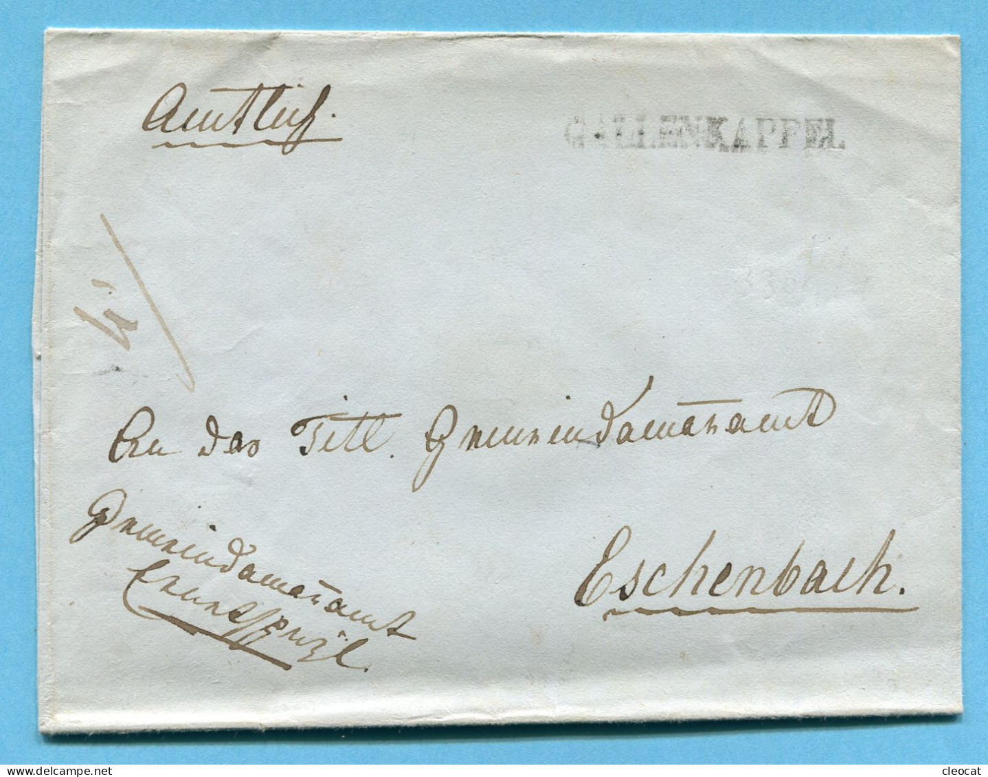 Faltbrief Von Gallenkappel Nach Eschenbach 1845 - ...-1845 Prephilately