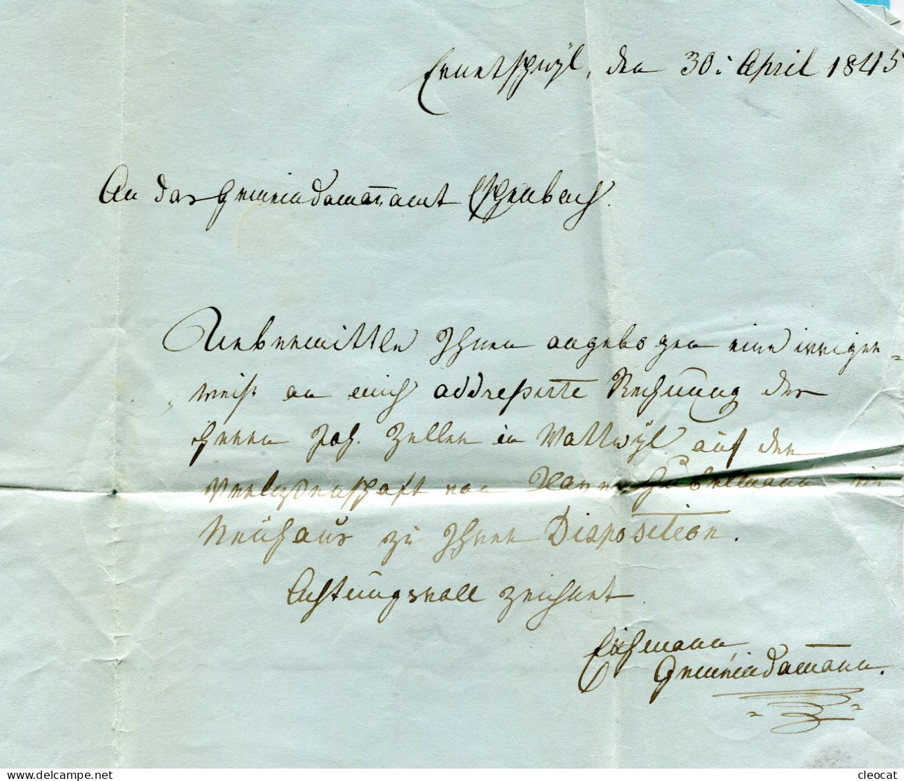 Faltbrief Von Gallenkappel Nach Eschenbach 1845 - ...-1845 Prephilately