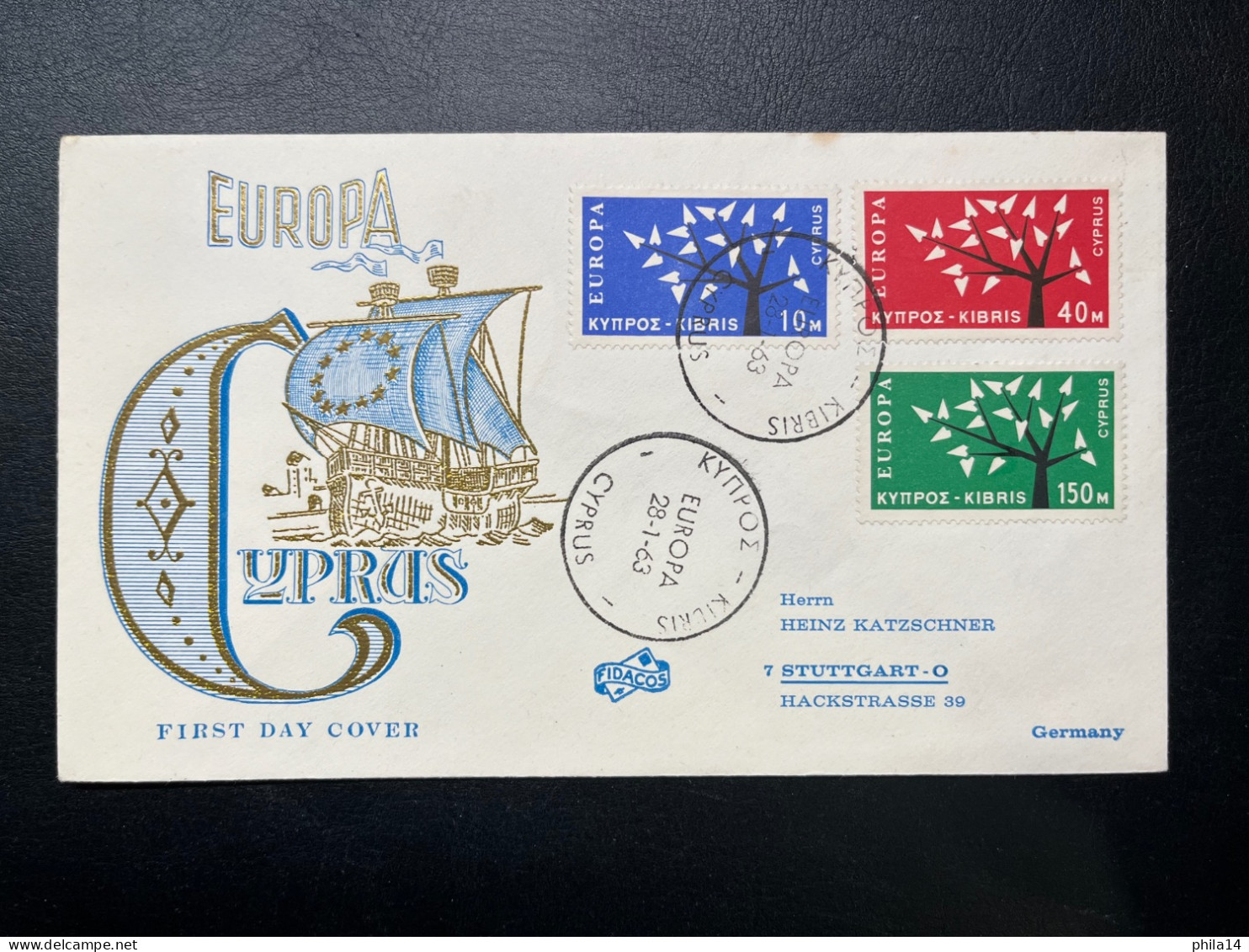 ENVELOPPE EUROPA / CYPRUS CHYPRE / FDC 1963 - Storia Postale