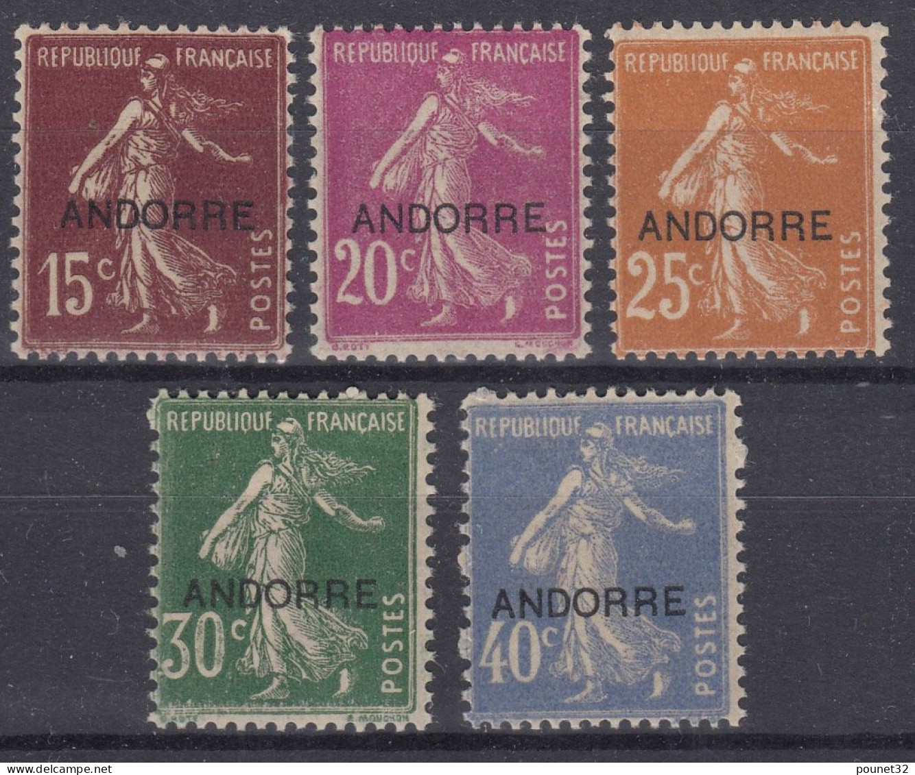 TIMBRE ANDORRE SEMEUSE CAMEE N° 7/11 NEUFS * GOMME LEGERE TRACE DE CHARNIERE - Unused Stamps