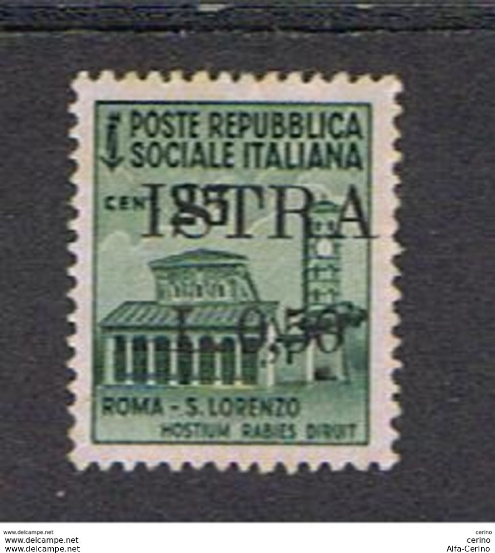 ISTRIA - OCCUPAZ. JUGOSLAVA:  1945  SOPRAST. -  50 C./25 C. VERDE  SCURO  N. -  TIMBRETTO  BENUCCI  -  SASS. 24 - Ocu. Yugoslava: Istria