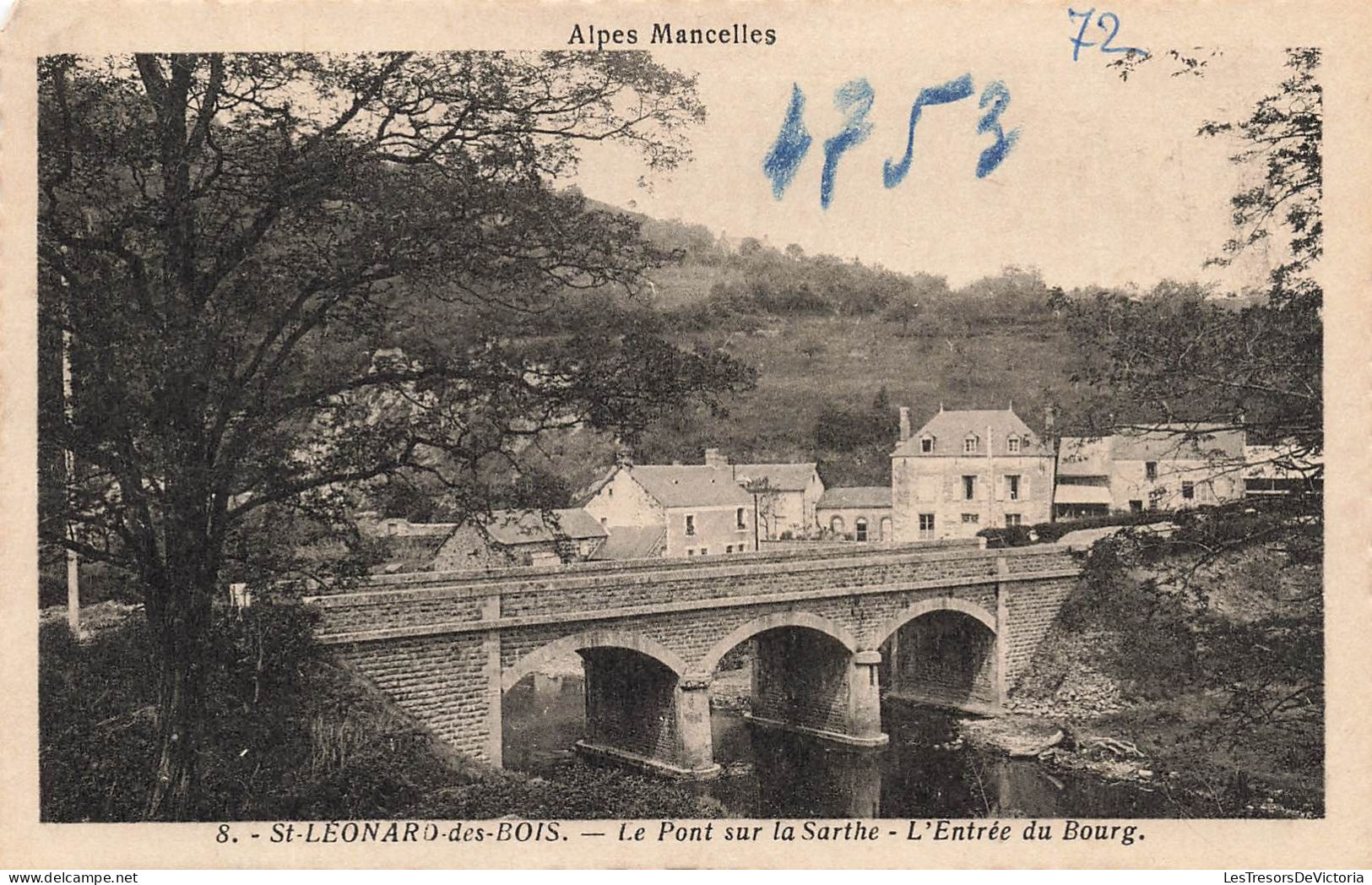FRANCE - Saint Léonard Des Bois - Vue Générale Du Pont Sur La Sarthe - L'entrée Du Bourg - Carte Postale Ancienne - Saint Leonard Des Bois