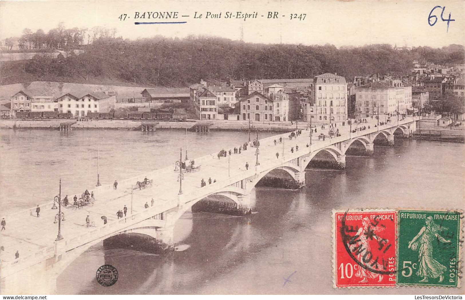 FRANCE - Bayonne - Vue Générale - Le Pont Saint Esprit - BR - 1247 - Animé - Carte Postale Ancienne - Bayonne