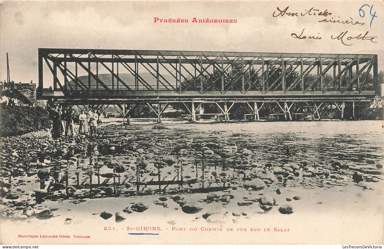 FRANCE - Pyrénées Ariégeoises - St Girons - Vue Générale Du Pont Du Chemin De Fer Sur Le Salat - Carte Postale Ancienne - Saint Girons