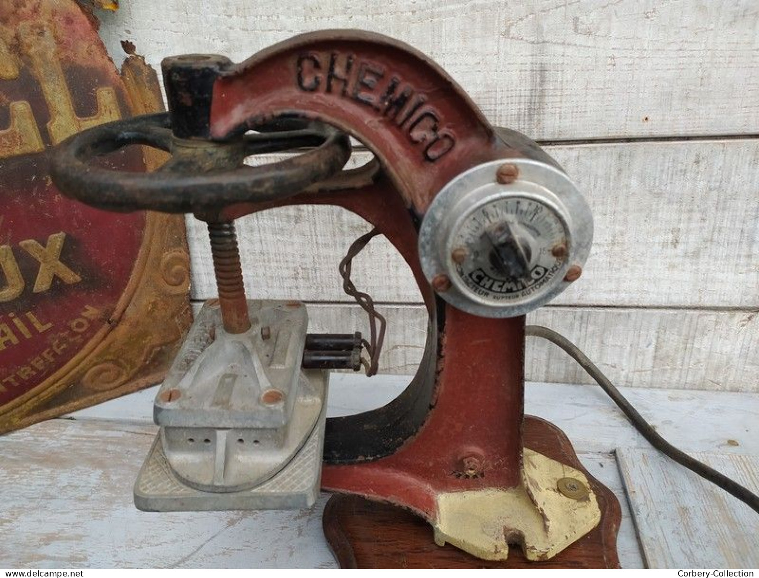 Ancienne Presse à Vulcaniser Chemico 1930/1940 Chambre à Air Cycles Autos Collection Garage Automobilia