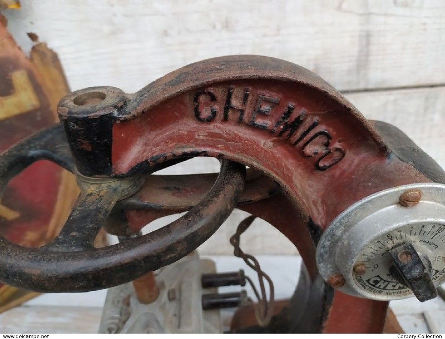 Ancienne Presse à Vulcaniser Chemico 1930/1940 Chambre à Air Cycles Autos Collection Garage Automobilia